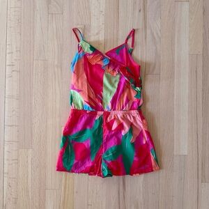 Vineyard Vines Girls Tropical Printed Romper, Size Small (7-8)